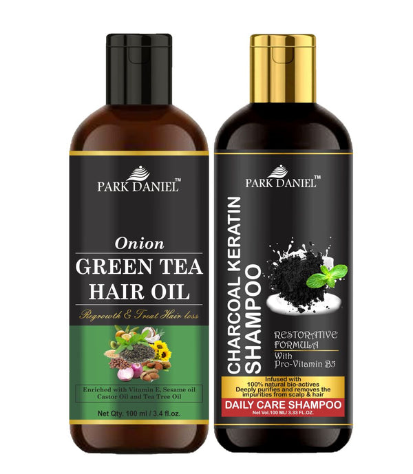 Park Daniel Green Tea Oil & Activated Charcoal Shampoo Combo Pack Of 2 bottle of 100 ml(200 ml)